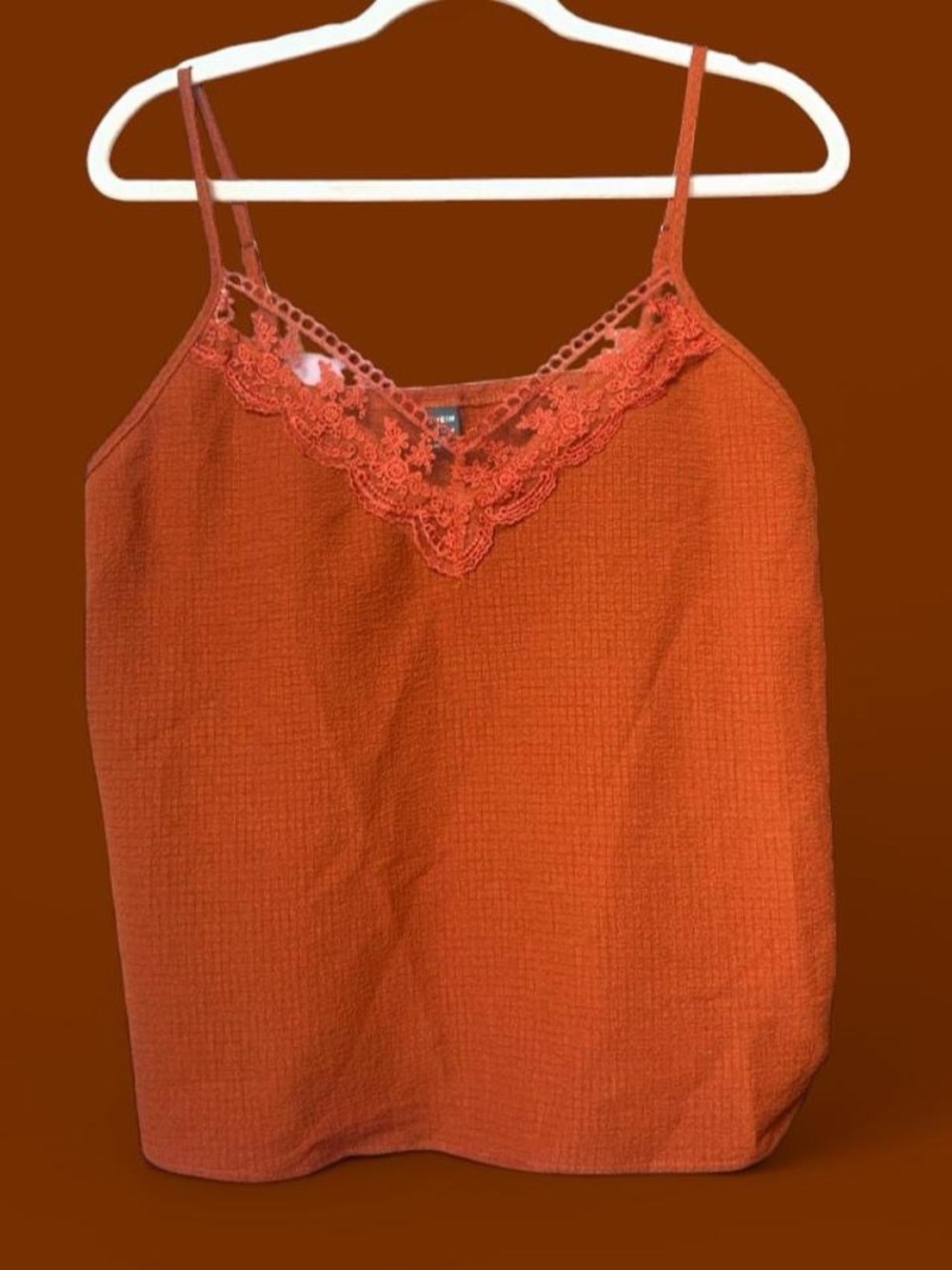 SHEIN Orange Lace-Trim Spaghetti Strap Cami